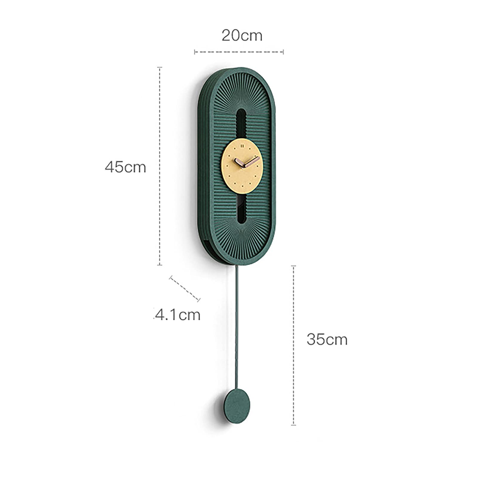Reloj de Pared con Péndulo, Esfera Ecológica y Manecillas de Nogal Reloj de Pared, Silencioso Reloj de Decoración Moderna para Sala de Estar Dormitorio Oficina, Gris (Gris)