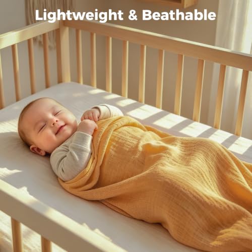 Image of Muslin Swaddle Blankets for Baby Boys and Girls, 4-Pack Breathable Soft Receiving Blanket Wrap, Baby Essentials, Registry & Gift, 47 x 47 inches Brown