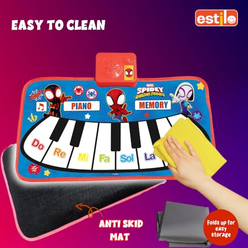 Image of Estilo Floor Piano Mat for Kids & Toddlers | Baby Playing Mat with Music 11 Keys | Musical Toy Gift for Boys & Girls Age for 1-6 | Engaging Keyboard for Toddlers (Spider Man)