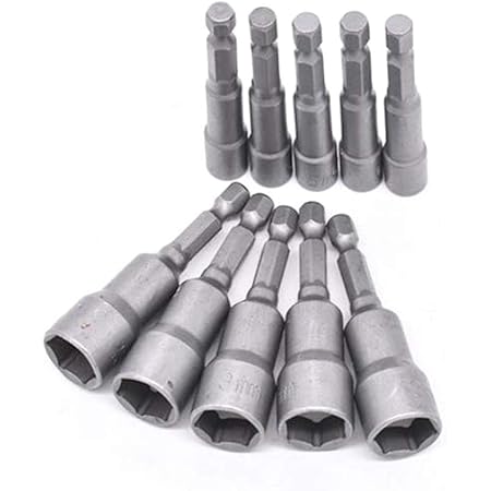 Amazon Shopxj ソケットアダプター 六角シャンク 6mm 19mm 10本セット マグネット ソケットビット ショートソケット セット インパクトドライバー 電動ドリル用 ソケットビット