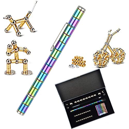 Magnetic Fidget Pen Toy Magnet Gel Pen Fidget Toy Think Ink Pen, can be Transformed into a Variety of Creative for Adult and Children Stress Relief Office Product (Colorful-Professional)