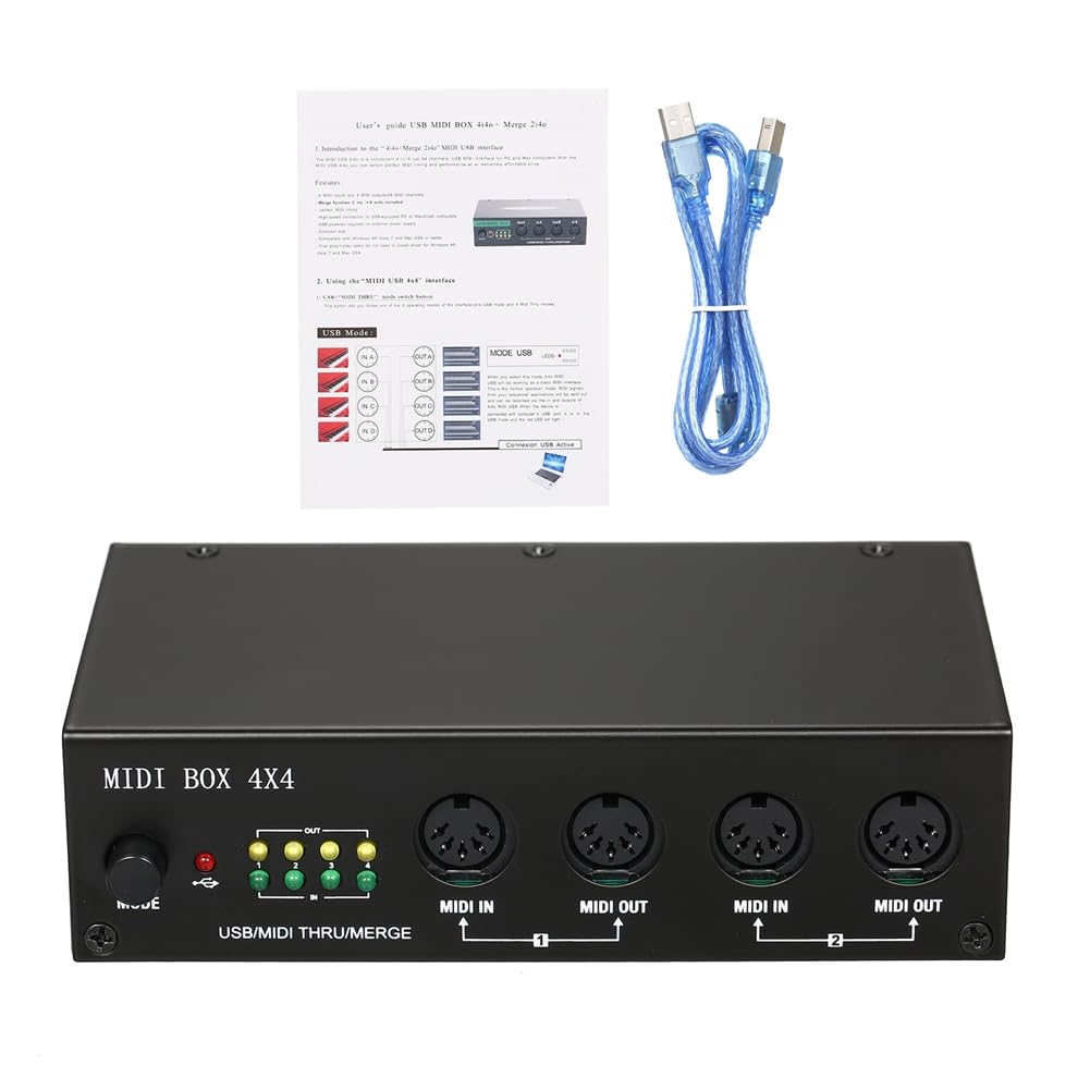 Interfaccia MIDI USB UM4x4 4 Ingressi/4 Uscite 64 Canali MIDI 4i/4o + Merge 2i4o MIDI Box