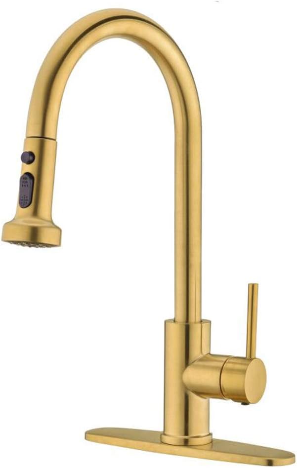 Upgrade Your Kitchen with Our Brushed Gold Touch On Kitchen Sink Faucet