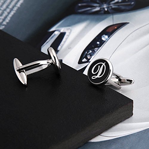 Gemelos de Acero Inoxidable Negro y Blanco con Letra d miniatura 4