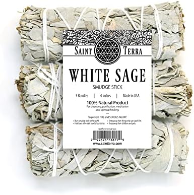 Saint Terra - Barra de manchas de salvia blanca California de 4 pulgadas; paquete de 3