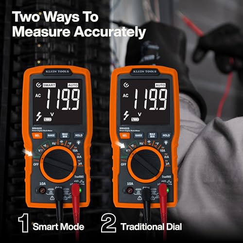 Image of Klein Tools MM460S Smart Digital Multimeter, 600V AC /DC Auto-Ranging TRMS, Voltage Tester, Backlit Display, Hands-Free Operation, Professional Electrical Tester