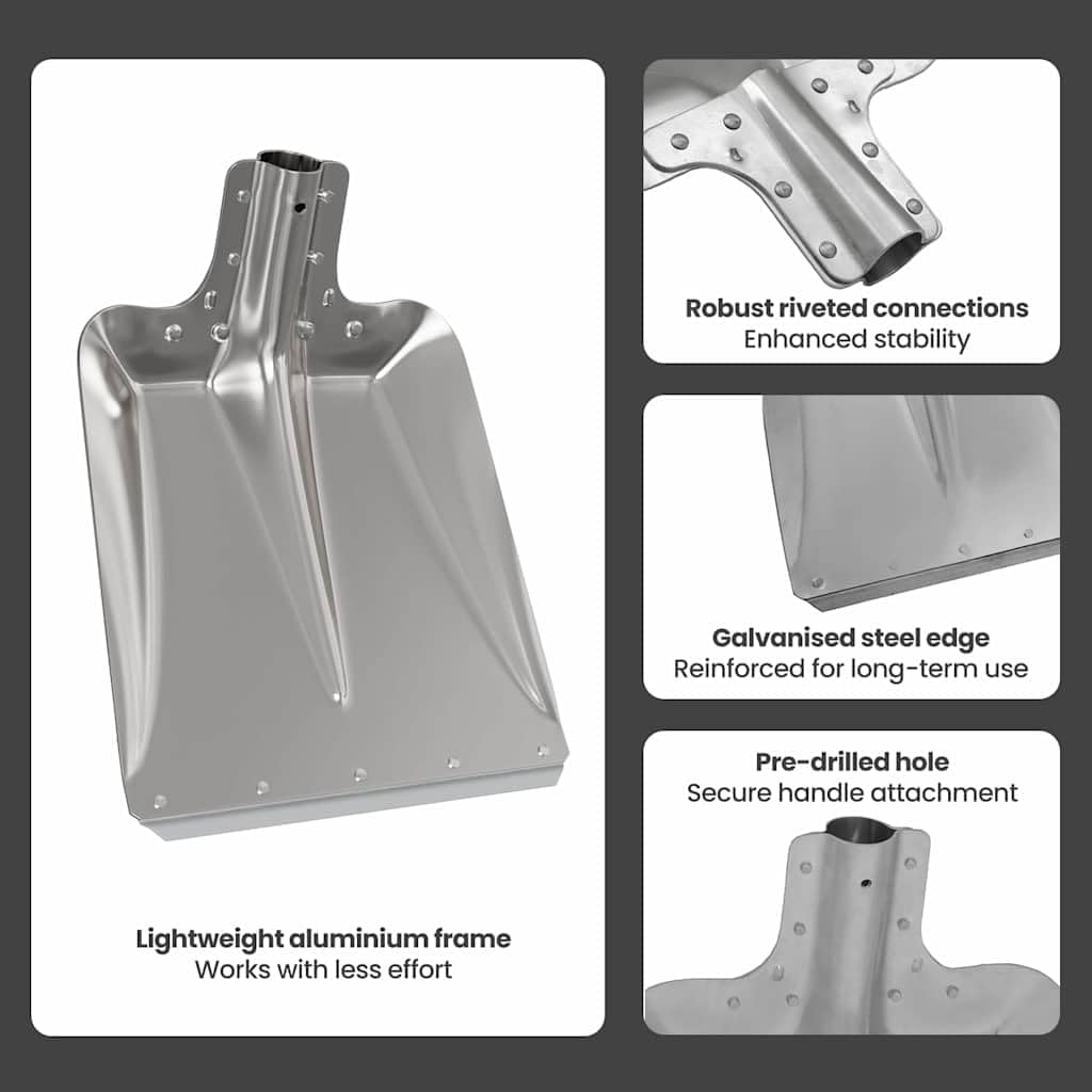 vidaXL Cabeza de Pala 4 pcs Plateado 43 x 32,5 cm Aluminio, Pala Moderna y Resistente para jardín, terraza, cavar Tierra, Quitar Nieve, Ideal para jardineros Minimalistas