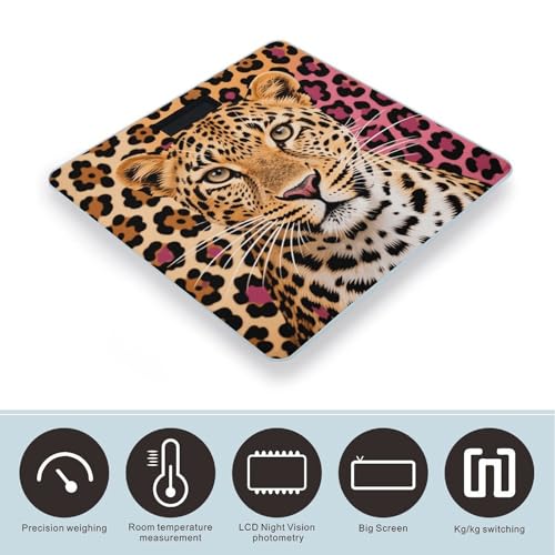 Báscula de baño digital con diseño estampado de leopardo miniatura 3