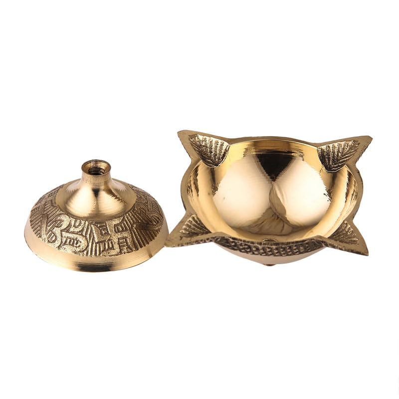 Image of 4 Face Brass Diya for Mandir, Diwali Festival Oil lamp Diya for Daily /Diwali Pooja - Size 6cm (Pack of 1)