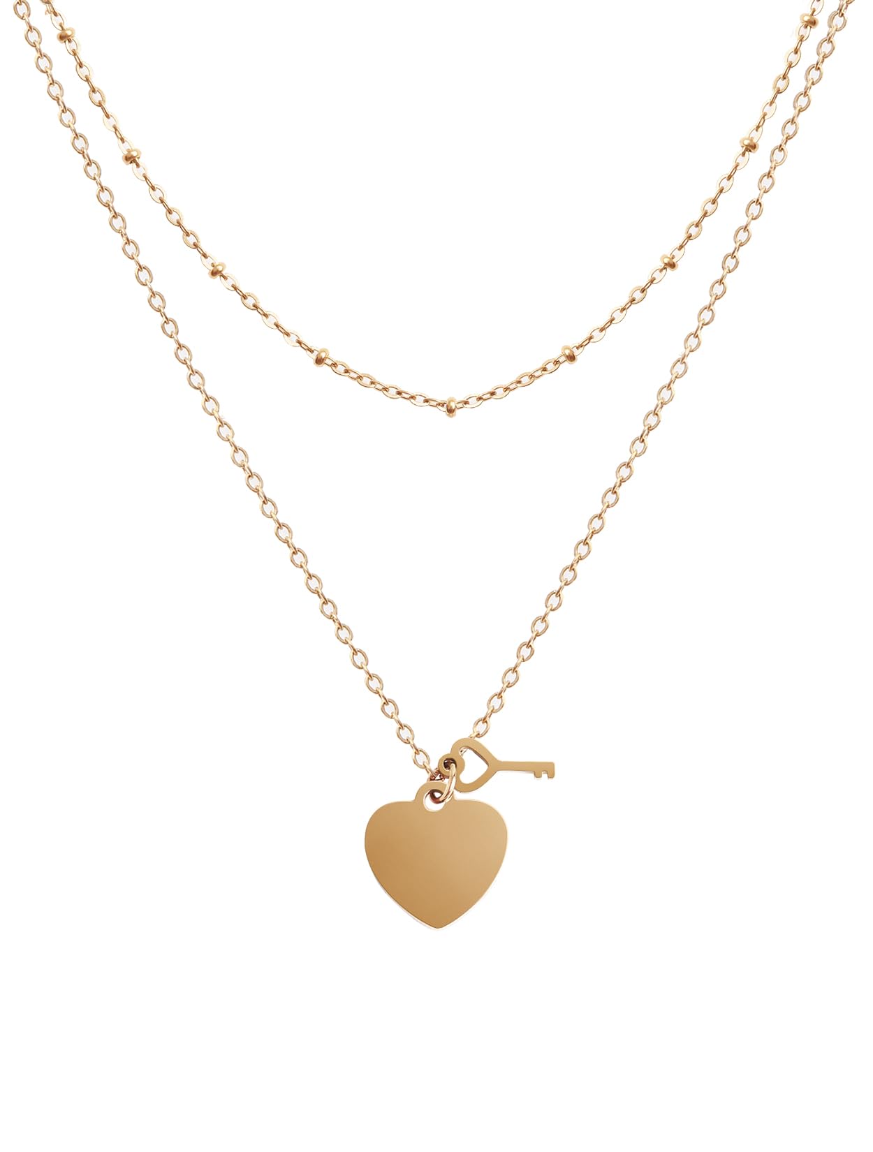 TUUAOW Layered Choker Necklaces for Women, Gold Necklace 18K/925 Silver Plated Dainty Paperclip Snake Heart Chains Necklace Adjustable Pendant Necklaces Y-Necklaces for Women Jewelry Gifts (18K Gold