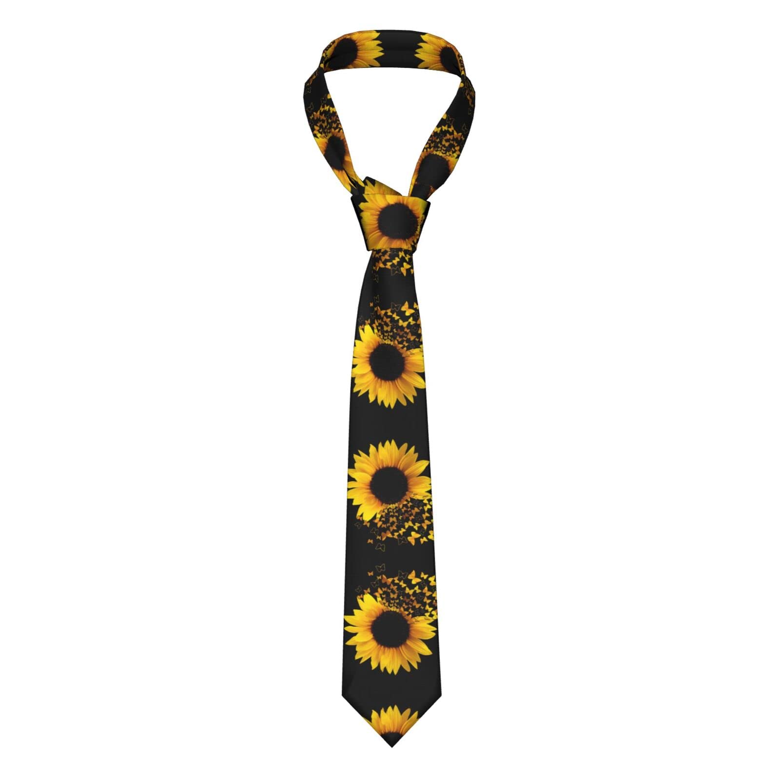 Sunflower Floral Butterflies Art Men Ties Silk Neck Tie For Men Wedding Business Formal Neckties