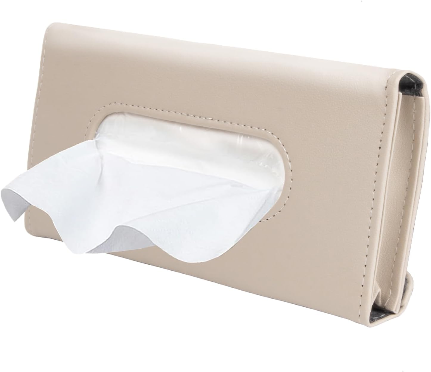 2 Pack Car Visor Tissue Holder, Leather Napkin Cover, Paper Tissue Dispenser for Visor & Backseat, Vehicle(Beige)