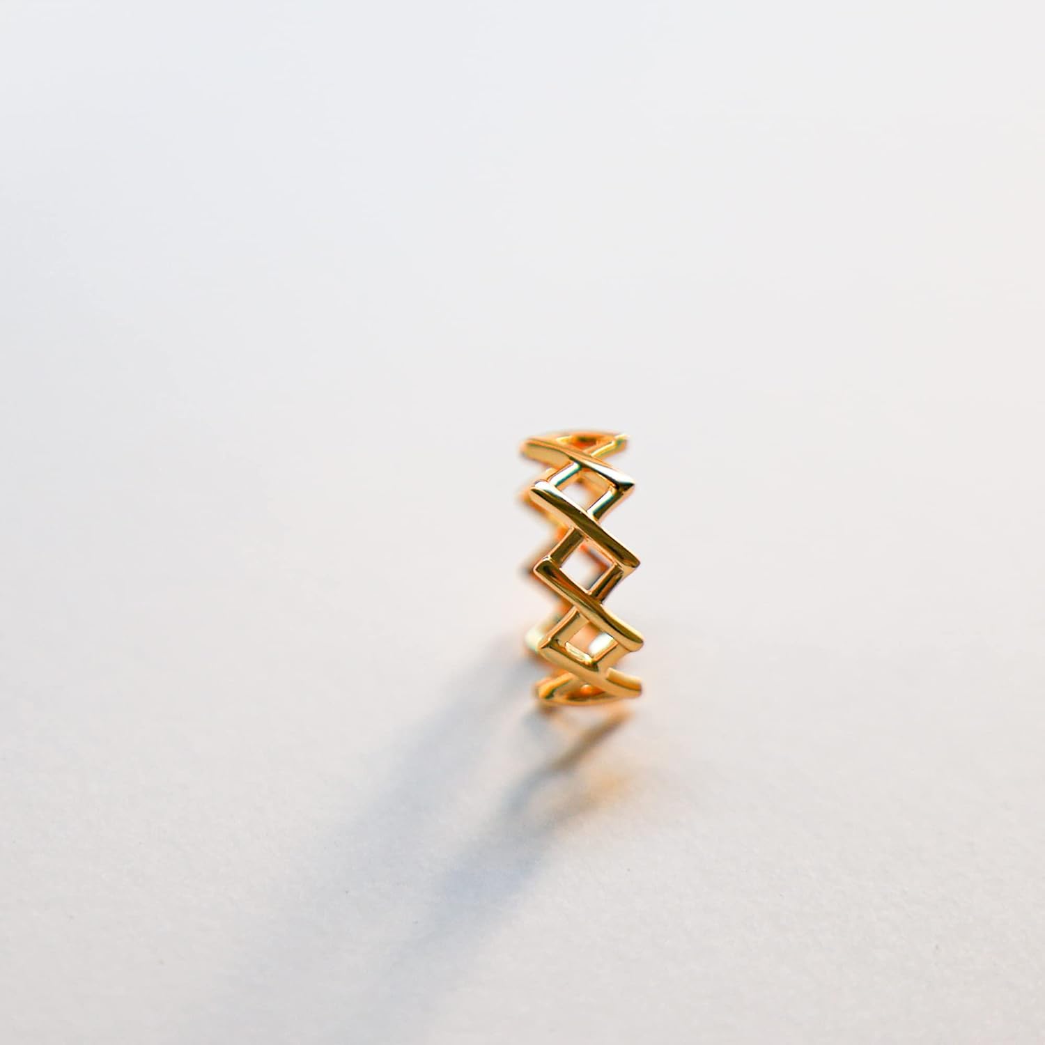 BLOSSOM & HUE Wide Woven Ring | 18kt Gold Over Sterling Crisscross Ring X Band - Image 7