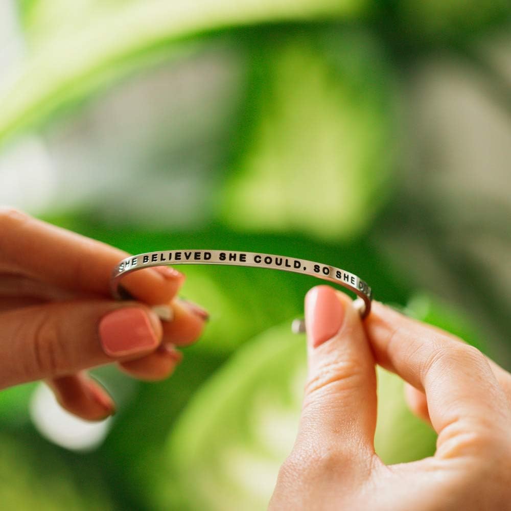 MantraBand Bracelets - Inspirational Engraved Adjustable Mantra Band Cuff Bracelet - Silver color - Gifts for Women… - Image 5