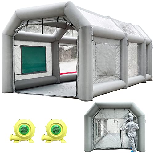 Sewinfla Professional Inflatable Paint Booth 20x10x9Ft with 2 Blowers (480W+750W) & Air Filter System Portable Paint Booth Tent Garage Inflatable Spray Booth Painting for Parts,Motorcycles