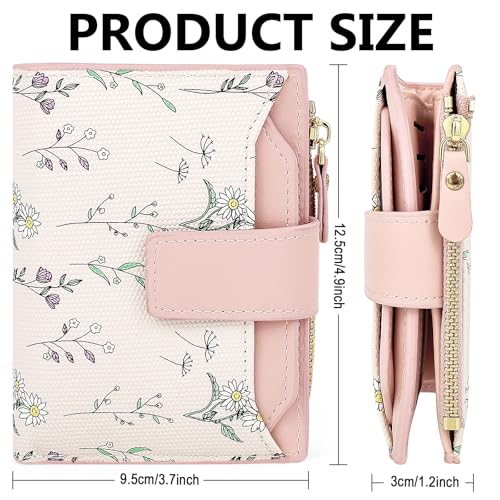 Cute Pink Flower Wallet for Women Small Kawaii Coin Purse with ID Window Lightweight and Stylish Design Compact Cash Wallet for Ladies4