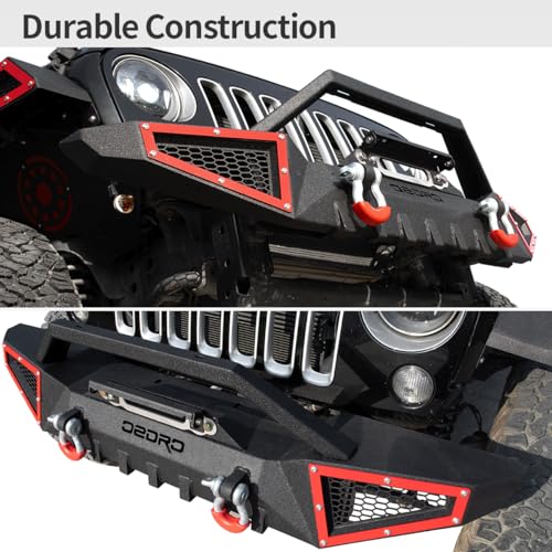 image for OEDRO Front Bumper Compatible with 2007-2025 Jeep Wrangler JK/JKU JL/J