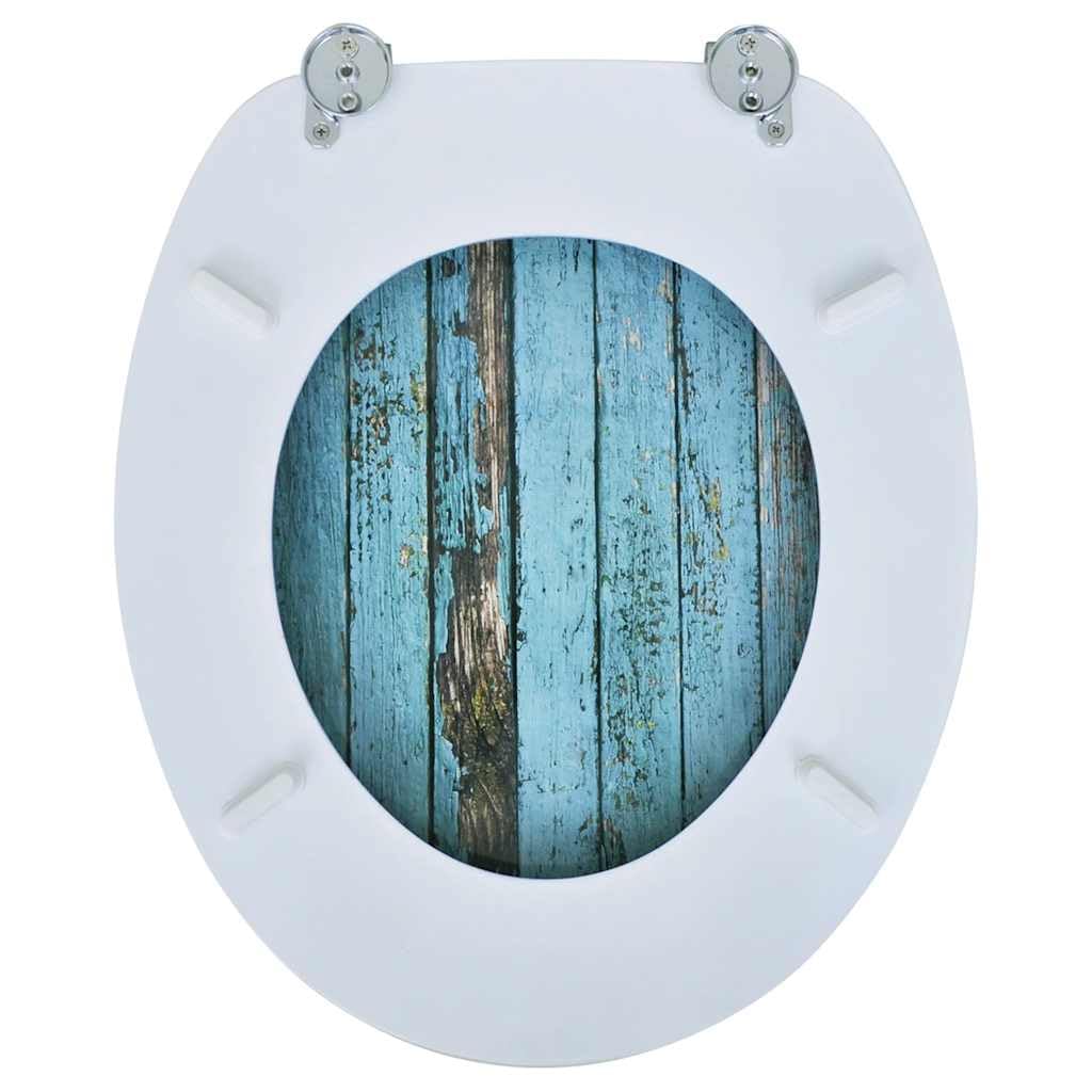 Sedile WC in robusto legno MDF, design con stabile cerniera in zinco cromato, regolabile da 12 a 20 cm