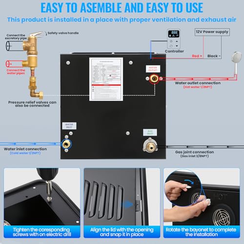 Image of RV Tankless Water Heater,65000 BTU, Instant Hot Propane Gas Water Heater, DC 12V Power, On Demand Instant Hot Water Heater,Multi-Protection for RVers' Everyday Use