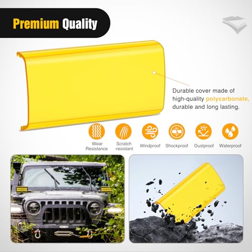 Image of Nilight 6.5 Inch LED Light Bar Covers 2 PCS Yellow Color | Protective Durable Polycarbonate Lens, Waterproof Dustproof Scratch-Proof for Double-Row Off Road Driving Lighting