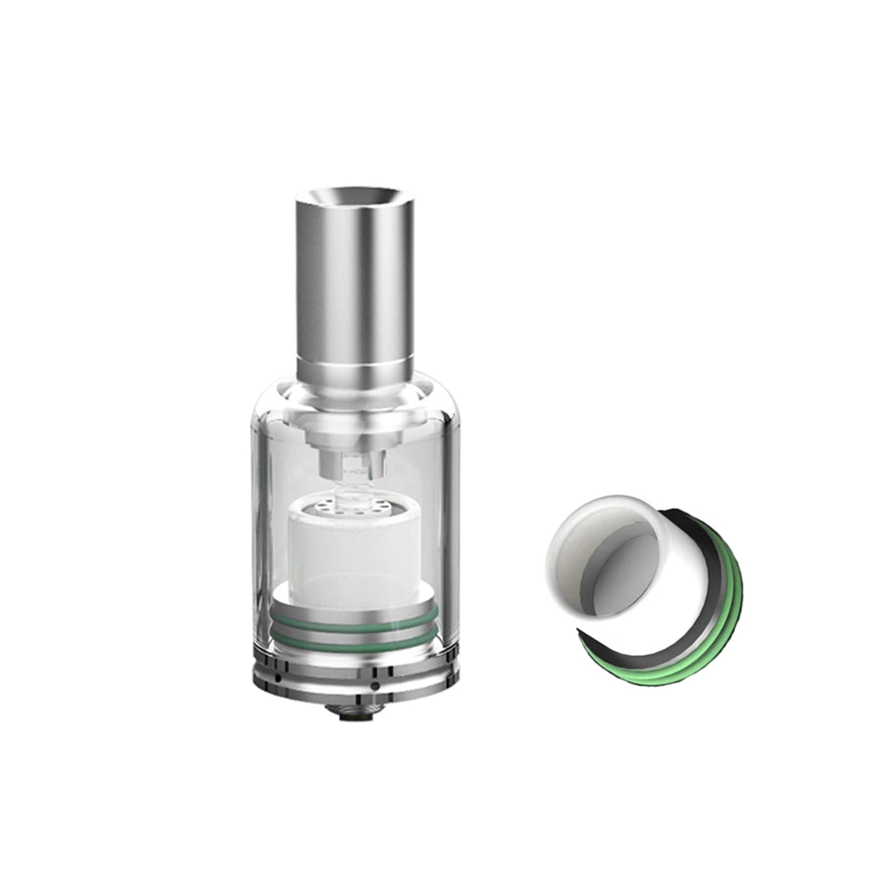 Mr Bald II Wax Dry Herb Tank Atomizer Ceramic Coil Flat Heat Chamber For 510 Thread ModCeramic Wickless Vaporizer Tank Fast Heating Starter Kit No Nicotine