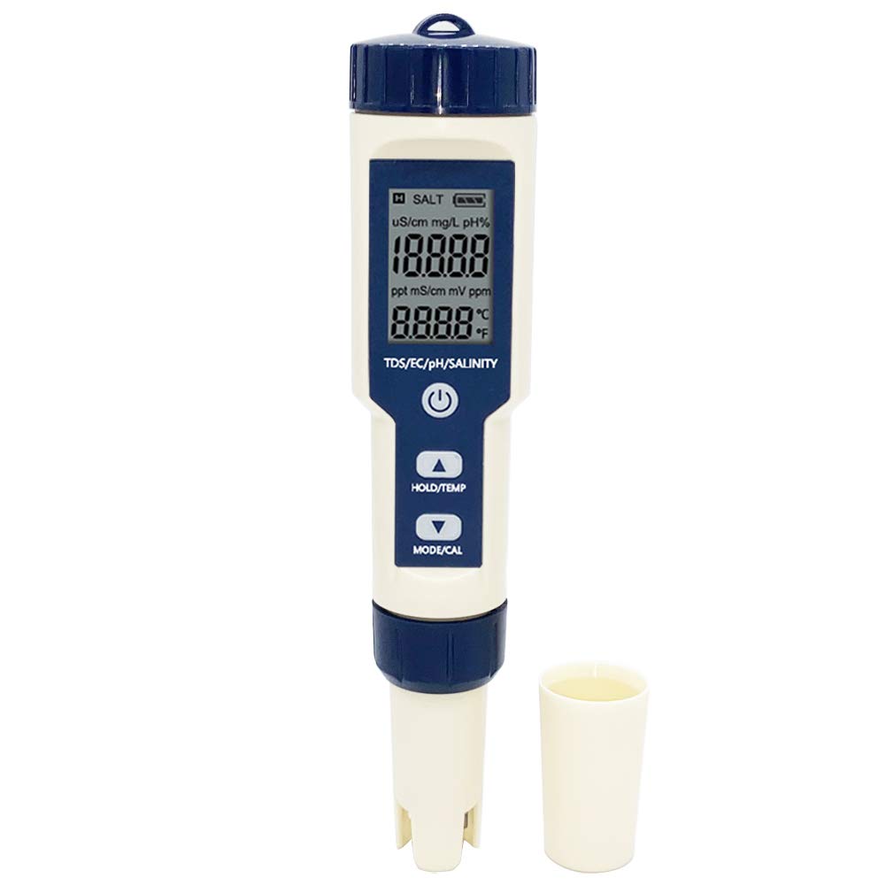 5 in 1 TDS/EC/PH/Salinity/Temperature Meter Digital Water Quality Monitor Tester for Pools Drinking Water Aquariums (No Backlight) (B08771J97L) Amazon Price History, Amazon Price Tracker