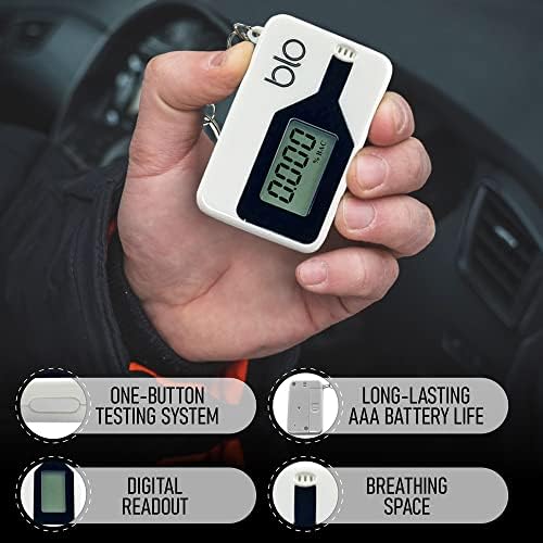 BLO Mini BAC Breathalyser Keychain, Portable Blood Alcohol Content Tester with Flip-Up Mouthpiece, Personal Testing for Travel, Driving, Work, and Safety with Enhanced Accuracy