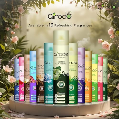 Image of AIRODO Room Freshner| With Wild Forest Fragrance| Last Long Fragrance| For Bedroom, Workplaces, Bathroom| With Waterless Dual Formula| Preservative-free| Germ Protection properties|