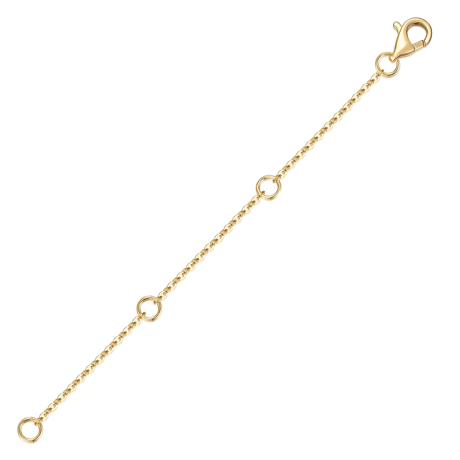 14K Solid Gold Necklace Extender with Lobster Clasp Real Gold Bracelet Extender 1 2 3 Inch Durable Removable Adjustable Chain Gold Anklets Extension for Women 1" 2" 3"