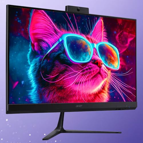Image of acer 24 inch FHD All-in-One Desktop Computer, 120Hz IPS Display, Intel Core i3-1305U Processor, 8GB RAM, 512GB SSD, Wi-Fi 6, Bluetooth, HDMI, USB Type-C, Windows 11 Pro, Keyboard & Mouse, Black