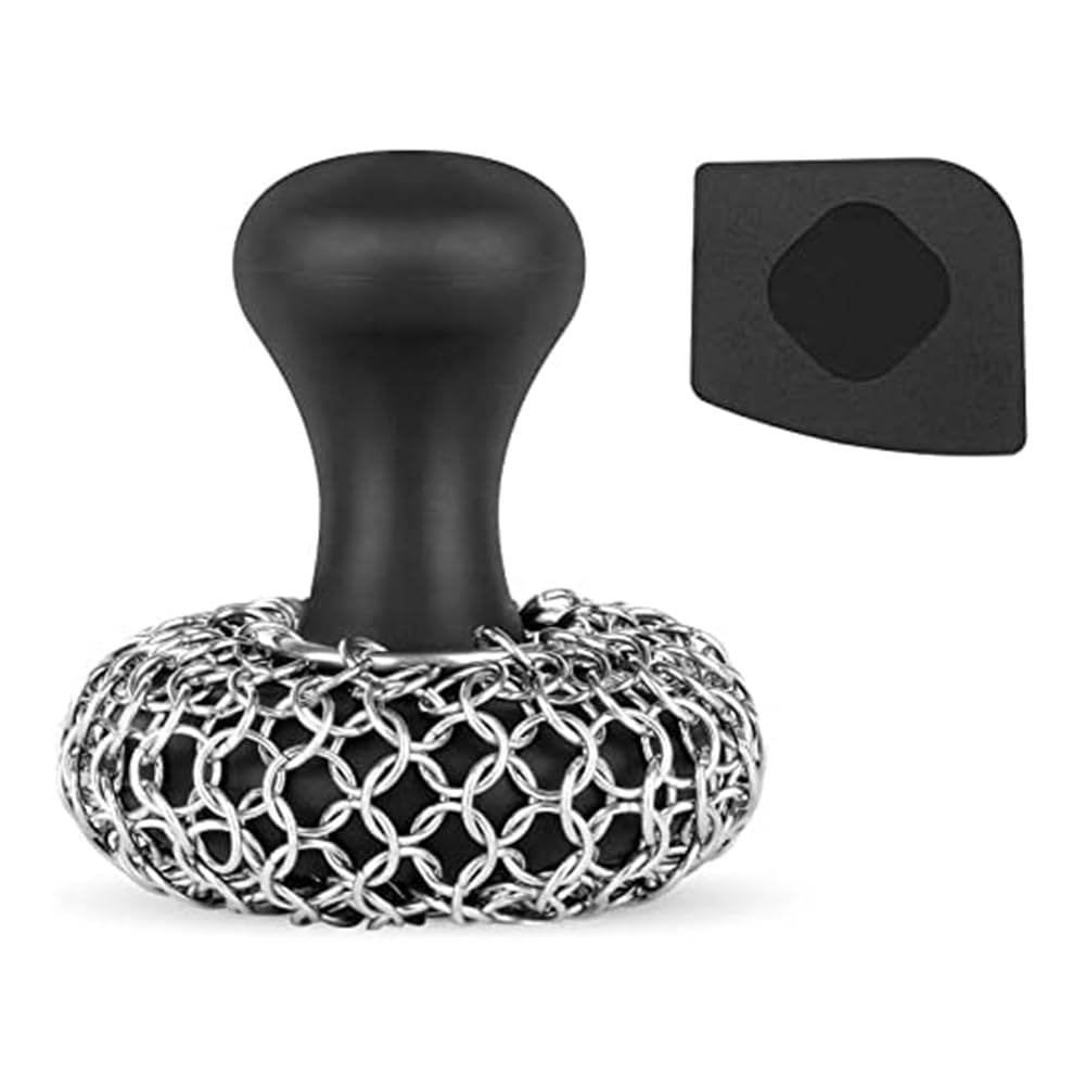 CTRLZS Cast Iron Scrubber - 316 Cast Iron Cleaner Scrubber Chainmail Scrubber for Cast Iron Pans Skillet Scrubber Reusable Easy to Use