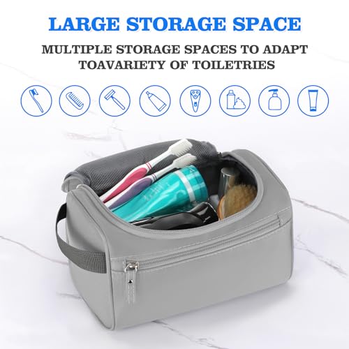 Image of Hanging Travel Toiletry Bag, Dopp Kit Shaving Wash Bag for Men, Cosmetic Makeup Organizer for Women, Grey, Hanging Travel Toiletry Bag,