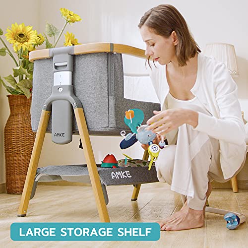 Amke Baby Bassinets,Bedside Sleeper For Baby,35S Quick Assemble Baby Crib With Storage Basket,Portable Bassinets For Safe Co-Sleeping, Adjustable Baby Bed For Infant Newborn #TOP5