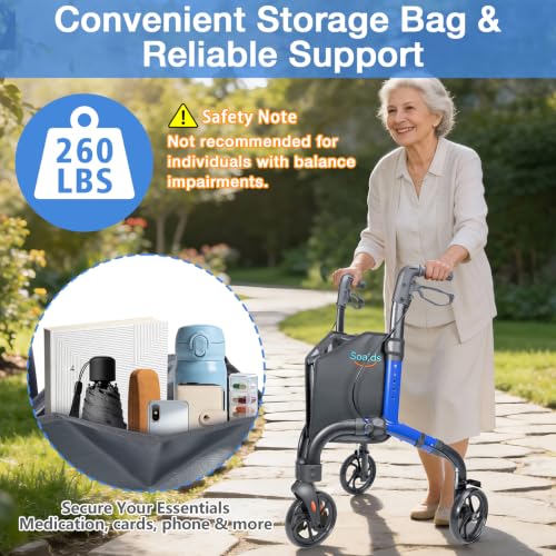 Image of 3 Wheel Walkers for Seniors, Lightweight Foldable Rolling Rollator