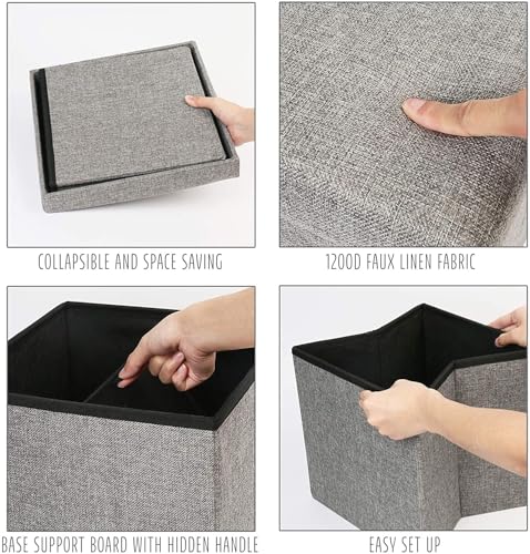 Image of Lazer Accessories Folding Storage Ottoman Stool|Multipurpose Organizer Bench & Footrest|Cube Coffee Table with Wardrobe Storage| Storage Set (30x 30x 30 cm,Pack of 6),Engineered Wood