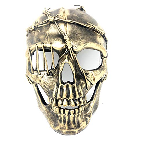 STORM BUY ] Steampunk Style Metallic Scary Horror Skeleton Mask for Halloween Costume Cosplay Party (Gold)