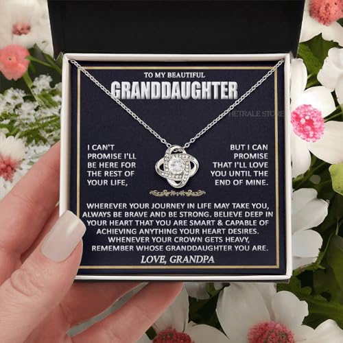 To My Beautiful Granddaughter Necklace - Gifts From Grandpa Grandma, birthday card Graduation Pendant Jewelry with Message and Gift Box5 Rose Gold Finish3
