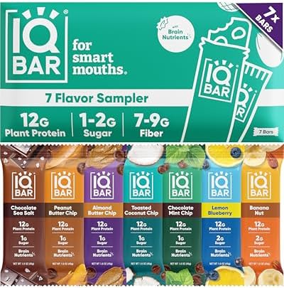 IQBAR Clean Protein Bars, Low Sugar Keto, Sampler Variety Pack 7-Count