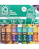 IQBAR Brain and Body Plant Protein Bars - 7 Bar Sampler Variety Pack - Keto, Vegan, Low Carb, High Fiber, Gluten Free, Dairy Free, Low Sugar Snack with Nutrients for Focus, Energy and Meal Replacement