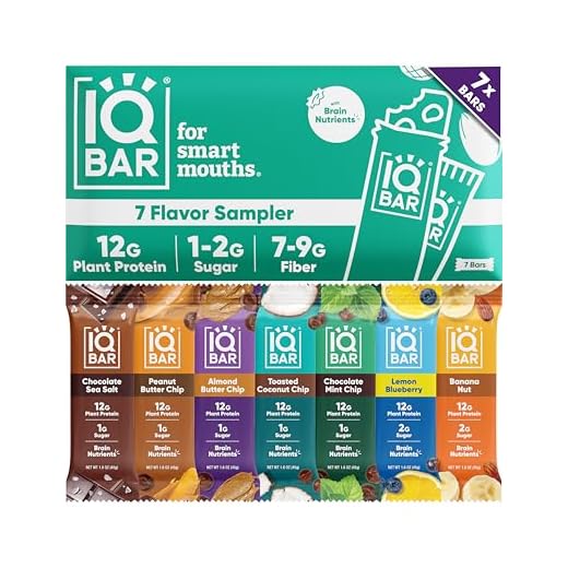 IQBAR Brain and Body Keto Protein Bars - 7 Sampler Keto Bars - Energy Bars - Low Carb Protein Bars - High Fiber Vegan Bars and Low Sugar Meal Replacement Bars - Vegan Snacks