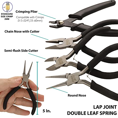 Image of The Beadsmith Bead Folio Kit - Basic Elements | 28 inch U Channel Bead Board with Lid, Zippered Storage Case & 4-Piece Plier Set, Keep Your Designs, Beads & Tools Secure