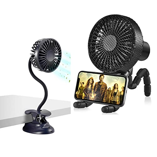 Glovion Clip on Fan USB Battery Operated Fan, Portable Personal Stroller Fan 3 Speeds