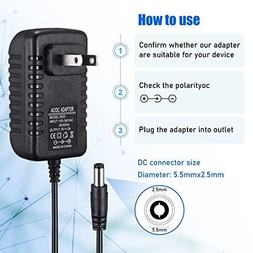 5V 2A Power Adapter, DC 5V 10W Switching Power Supply, AC 100V-240V to DC 5 Volt 2 Amp Universal Switching Transformer, AC/DC Wall Plug 5.5x2.5mm & 5.5x2.1mm Plug for Router, CCTV Camera2