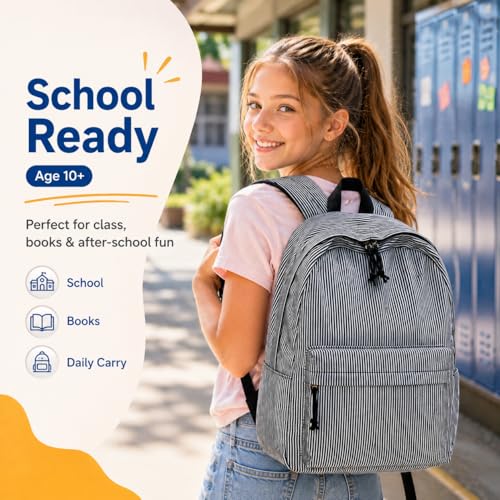 Image of BTOOP School Backpack for Teens Large Corduroy Bookbag Lightweight 15.6 inch Laptop Bag for Girls Women Casual High School College