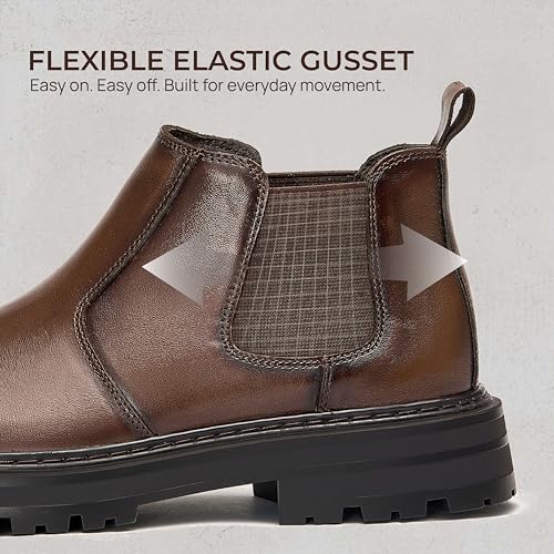 Image of Holy dove Men's Wide Toe Box Platform Chelsea Boots Slip-On Casual Ankle Dress Boot