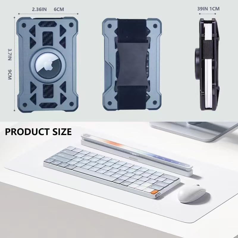 Metal Wallet for Men, RFID Blocking Slim Wallet, Minimalist Carbon Fiber Tactical Front Pocket Wallet, Money Clip Card Holder with AirTag Holder, Gift for Husband & Father3