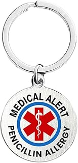 Stainless Steel Round Medical Alert Emergency First Aid Key Chain
