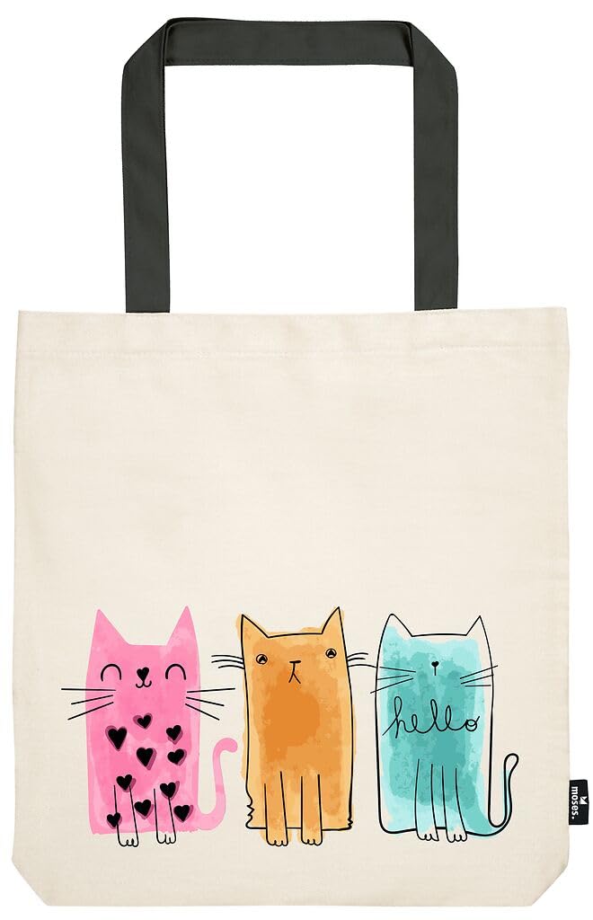 moses. Cat Trio Shopping Bag Large Shopping Bag with Stand for Shopping Office or Unni 39 x 42 cm Ideal for Cat Fans
