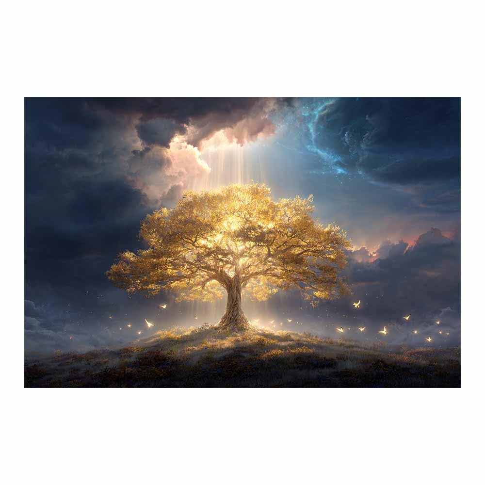 HOQIU Wall Pictures Starry golden tree tree poster, landscape wall art, for Living Room Bedroom Bathroom.(Multicolor)-60x80cm Unframed