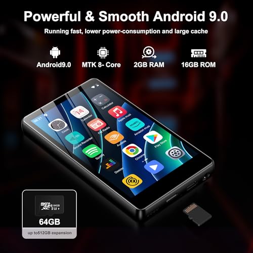 Image of SWOFY 80GB MP3 Player with Bluetooth and WiFi - M503Pro Music Player with Spotify,Pandora,Amazon Music, 4.0-inch Touch Screen Android MP4 MP3 Player for Kids with Libby,Audible,Spotify Kids,FM Radio
